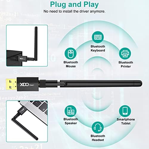 Дальнобойный USB Bluetooth 5,3 Адаптер за PC Real Plug & Play Class 1 Bluetooth-ключ EDR 328FT/100M Безжичен