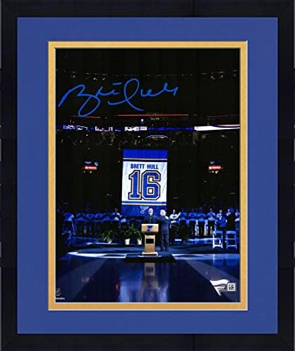 Снимка повдигане банер с размери 8 x 10-инчов с автограф Бретта Halla Сейнт Луис Блус в рамка Снимки на НХЛ с автограф