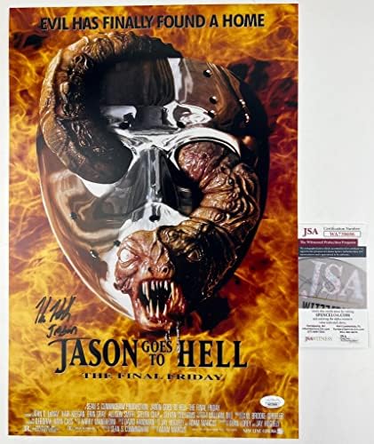 Плакат с автограф на Кейн Ходдера 12x18 Петък, 13-i Част 9 Джейсън отива в ада Автограф Вурхиса Свидетел JSA