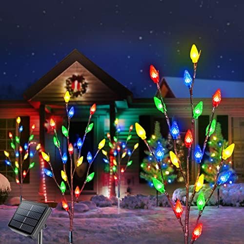 Homeleo серия от 4 изключително модерни Слънчеви светлини за коледната песен на открито, Водоустойчив Коледни