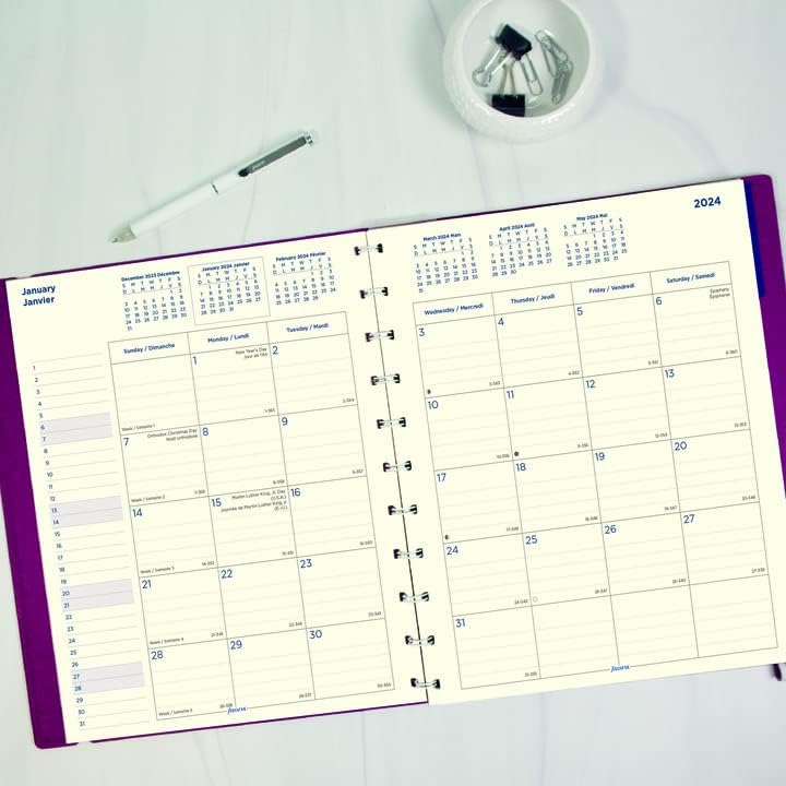 Месечен дневник Filofax, на 17 месеца, август 2023 - декември 2024, В двухслойном корици, на два езика, 10,875