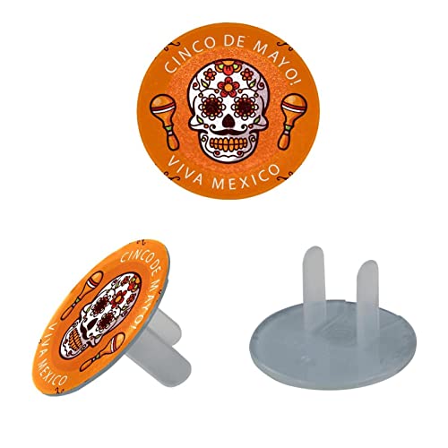 Капачки за контакти Cinco De Mayo Skull Orange, Декоративни Предпазни Капачки за детски Контакти, 24 опаковки,
