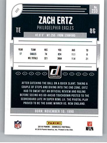 2018 Donruss Football 233 Зак Эртц Филаделфия Игълс Официалната Търговска картичка NFL