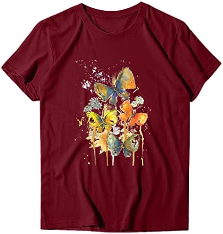 uikmnh Дамски Летни Ризи, Тениски, Памучен Блуза с Пеперуда, Риза С Къс Ръкав