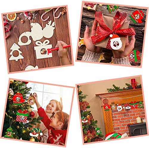 12 Опаковки Недовършена Дървена Рамка за снимки, Коледна Украса със Собствените си ръце за Окачване Коледна