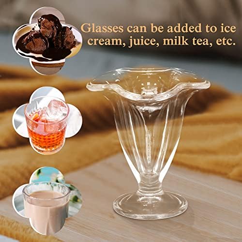 Стъклени Чаши за Сладолед Набор от Десертниц за Сладолед 4 бр Стъклени Чаши за Десерт, Супа, Плодови Ястия Закуска