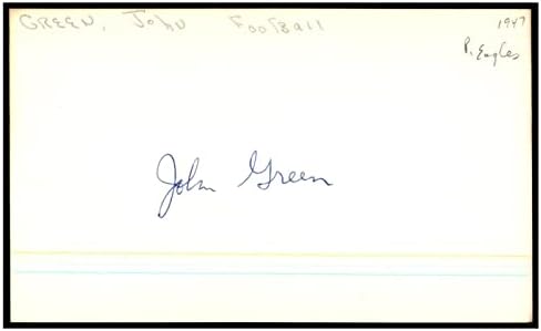 Картичка с автограф на Джон Грийн 3x5 с Автограф Игълс 1948-49 Шампион Д:1989 87350 - Издълбани подпис NFL