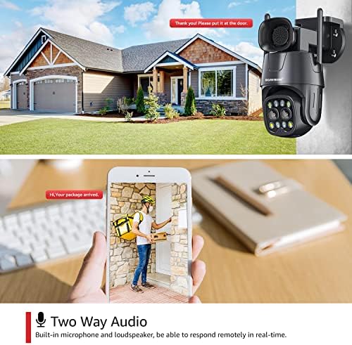Камери за сигурност BOAVISION 2K Безжични Външни преглед на 360 °, Двухобъективная PTZ WiFi IP Камера дома за