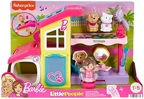 Игра комплект за деца Fisher-Price Little People кукли Барби Играй и ухаживай за домашен любимец Спа с музикални