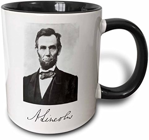 3dRose Abraham Lincoln-два цвята Черна чаша, 11 грама, Боядисана