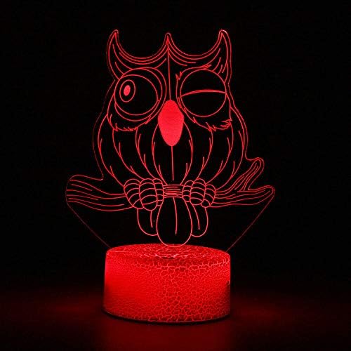 Jinnwell 3D Бухал Нощно Лампа Илюзия 7 Цвята Смяна на Сензорен Прекъсвач Настолни Лампи За Маса Украса Led Коледен