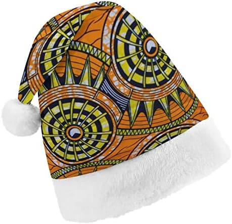 Коледна шапка в африканския стил Анкара Pattern3, мек плюшен шапчица Дядо Коледа, забавна шапчица за коледно