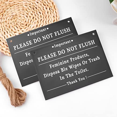 Моля, Не Изплакнете Табелка от 2 части, Черен Акрилен Дизайнерски знак за баня Tuciyke 5x7 инча Моля, Не Изплакнете