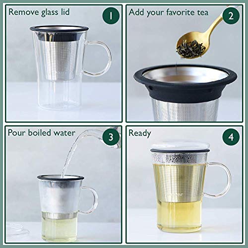 ВАХДАМ, Подаръчен комплект с ронлива листа и чаена чаша от блестящо стъкло - Чайове най-високо качество в удобна
