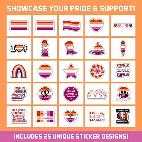 LOVEALL Лесбийки флаг и набор от етикети - Включва 1 Флаг лесбийской гордост размер 3x5 фута и 25 уникални дизайни