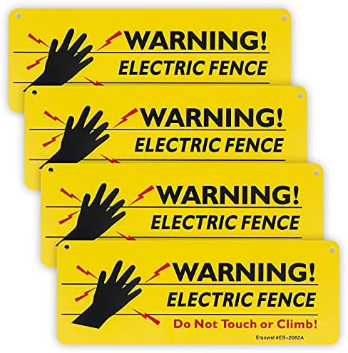 Предупредителен Знак за Безопасност на Електрически Огради от 4 Комплекта, Пластичен Знак на 10 x 3,5
