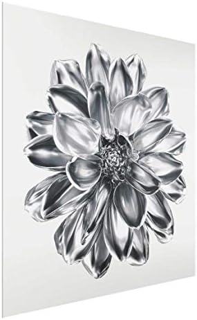 Принт върху стъкло на Цветя Георгина Сребрист металик - Размер ВХШ: 50 cm x 50 cm