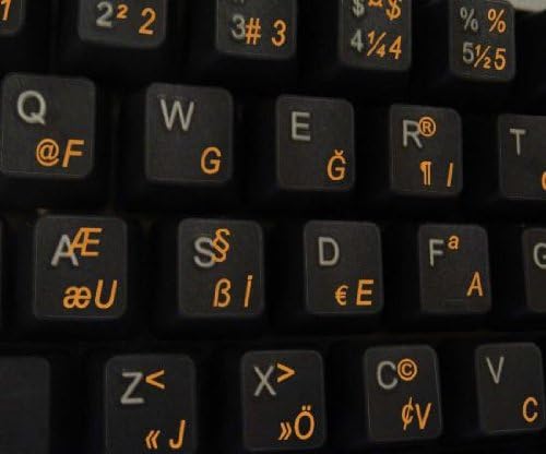 Етикети на Турска клавиатура F с Оранжев Надпис ВЪРХУ Прозрачен фон за настолни компютри, лаптопи и Тетрадки