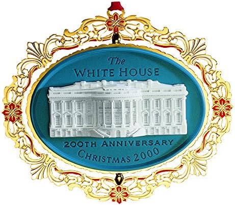 2000 Белия дом, месинг с покритие от 24-каратово злато с каменен Коледните орнаменти, 200-та годишнина на Белия