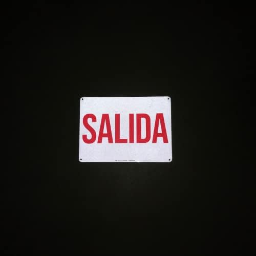 Знак за излизане TRADESAFE - Испански Знаци Salida за бизнес, Бързо Инсталиране Алуминиев Знак за сигурност,