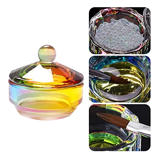 Поставете Чаша за Декорация на нокти Зашеметяващ Кристален чаша С Капак, Стъклена Кристален чаша С Цветен Покритие