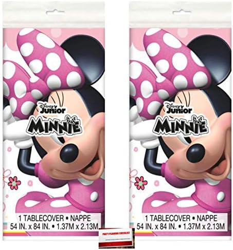 (2 опаковки) Пластмасов капак за плот на Дисни Пинк Minnie Mouse 54 x 84 инча (плюс чеклист за планиране на партита от Mikes Super Store)