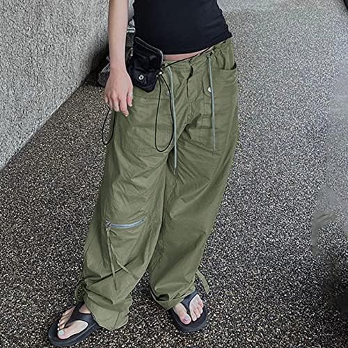 COKUERA/ Женски Широки Панталони-Карго с множество джобове в Цвят Блок, Улични Стръмни Модни Работни Тела, Широки