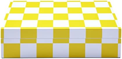 Джонатан Адлер Голяма Лакирана кутия в шахматна дъска модел, Жълт