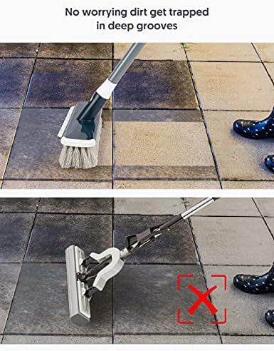 Четка за миене на пода с регулируема дълга дръжка, 2 в 1, четка за миене на подове с твърда Четка, Четка за
